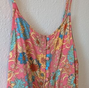 O'Neill Pink and Blue Floral Camisole XXS